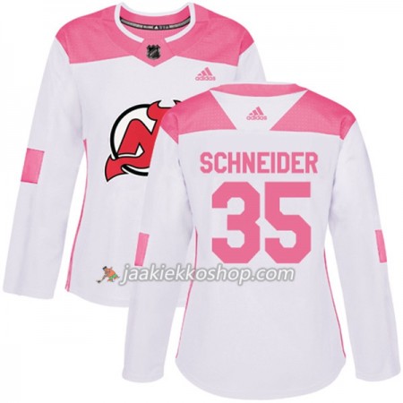 Nainen NHL New Jersey Devils Pelipaita Cory Schneider 35 Adidas 2017-2018 Valkoinen Vaaleanpunainen Fashion Authentic